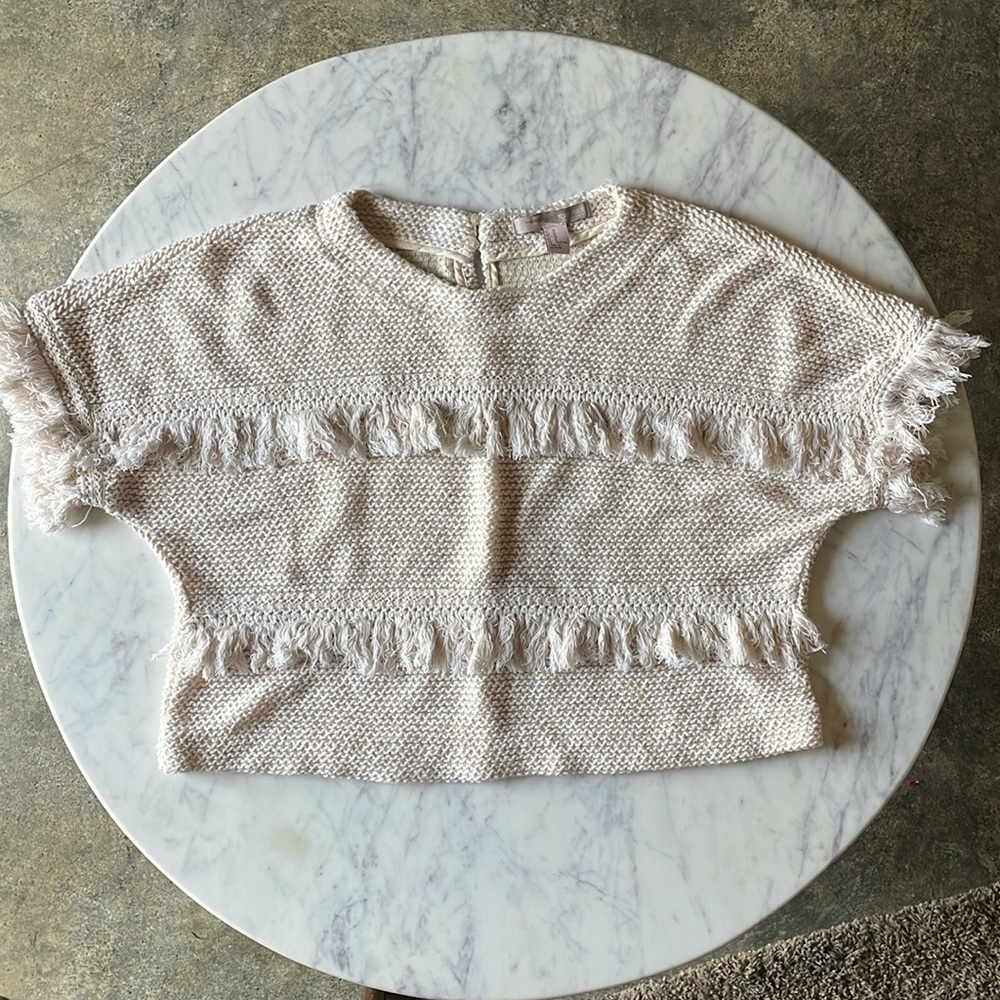 Forever 21 Cream Fringed Top Size Medium